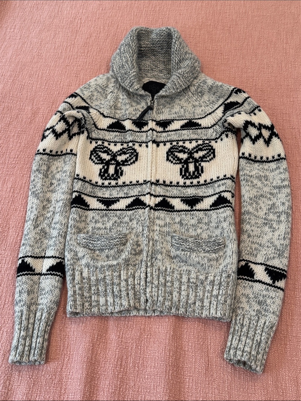 TNA small wool wm’s Nordic Zip Cardigan Sweater